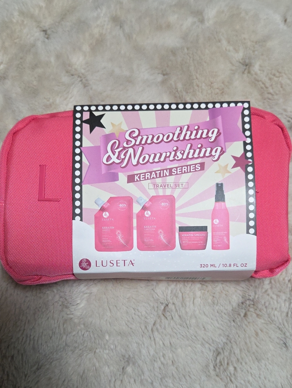 Luseta Smoothing & Nourishing Keratin Shampoo Travel Set - Pink